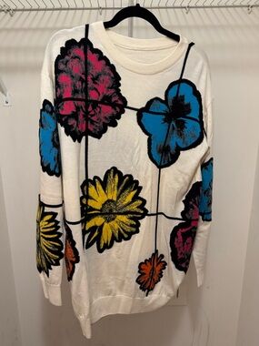 Moschino Cream Sweater with Blue, Yellow, Pink & Orange Floral Print